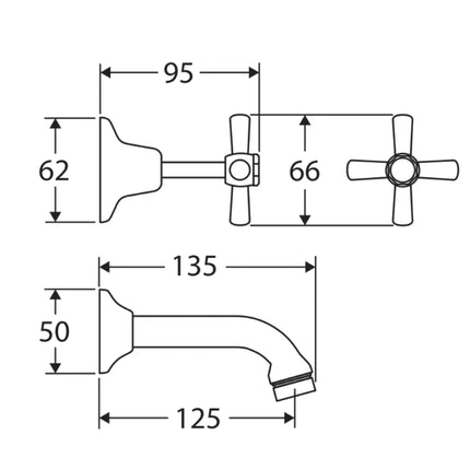 Fienza Houston Chrome Bath Set, 3 Piece Tapware ,