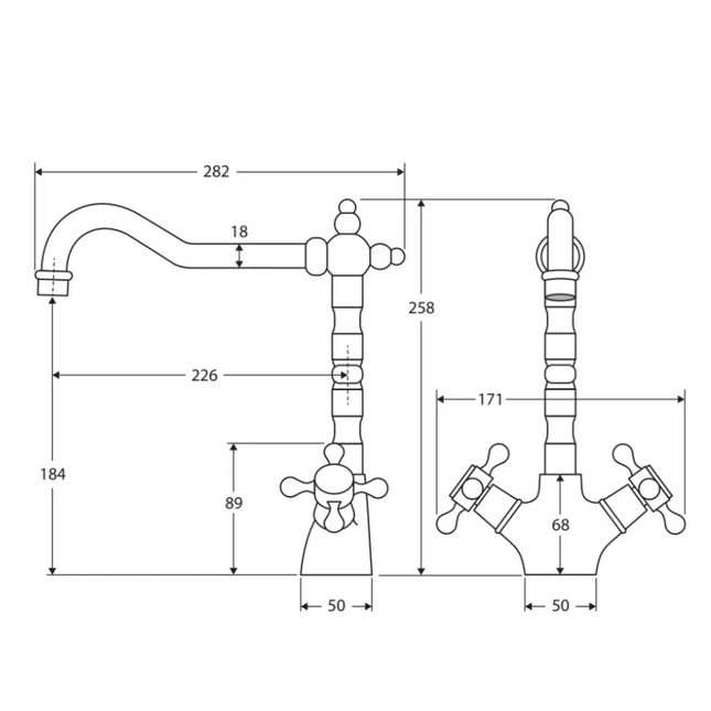 Lillian Shepherds Crook Kitchen Sink Mixer Urban Brass ,