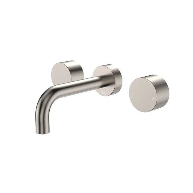 Fienza Kaya Brushed Nickel Wall Mounted Basin/Bath Tap Set, 3 Pieces
