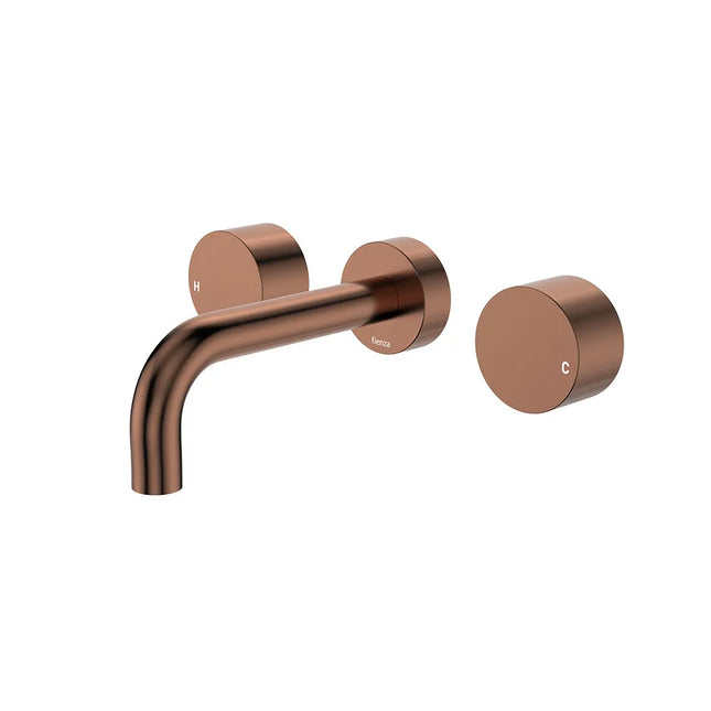 Fienza Kaya Brushed Copper Wall Mounted Basin/Bath Tap Set, 3 Pieces