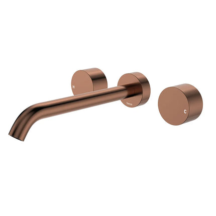 Fienza Kaya Brushed Copper Wall Mounted Basin/Bath Tap Set, 3 Pieces
