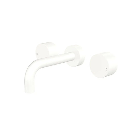 Fienza Kaya Matte White Wall Mounted Basin/Bath Tap Set, 3 Pieces