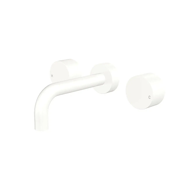 Fienza Kaya Matte White Wall Mounted Basin/Bath Tap Set, 3 Pieces