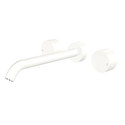 Fienza Kaya Matte White Wall Mounted Basin/Bath Tap Set, 3 Pieces