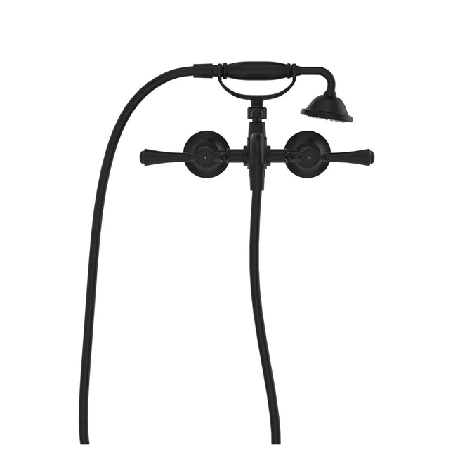 Fienza Lillian Lever Exposed Bath Tap Set with Hand Shower Matte Black ,