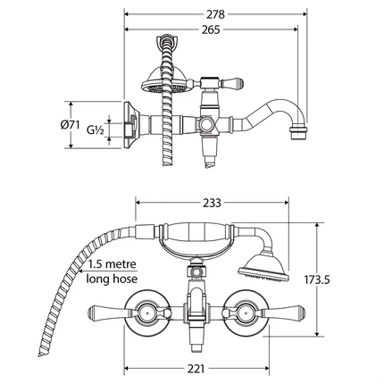 Fienza Lillian Lever Exposed Bath Tap Set with Hand Shower Brushed Nickel ,