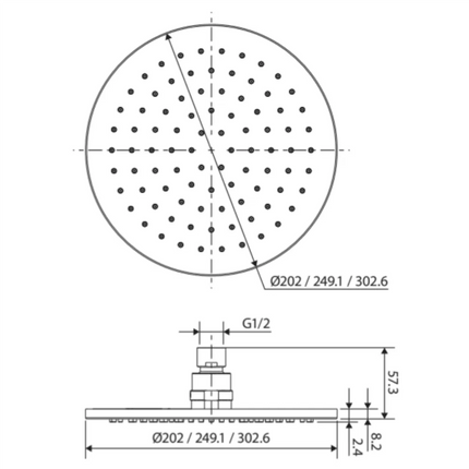 Fienza Strarry 200mm Round Chrome Shower Head ,