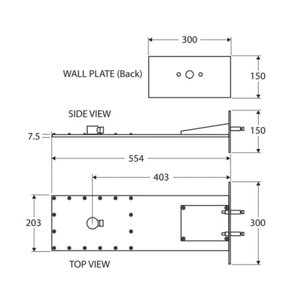 Fienza Komo Chrome Wall Mounted Overhead Sheet Shower ,