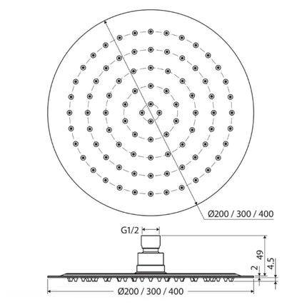 Fienza Slice 200mm Round Chrome Shower Head ,