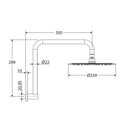 Fienza Kaya Gun Metal Gooseneck Shower Arm Set ,