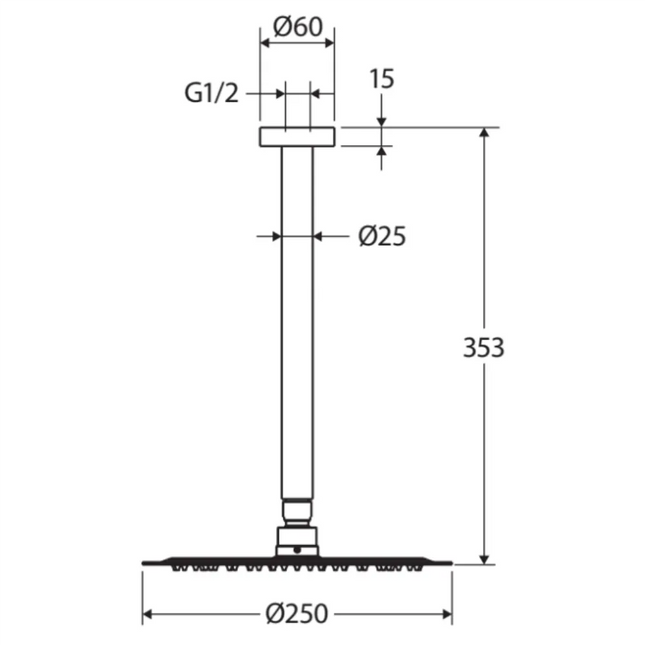 Fienza Kaya Matte White Ceiling Shower Head Set ,
