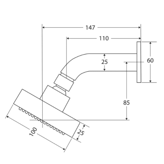 Fienza Stella Chrome Fixed Arm Wall Shower ,