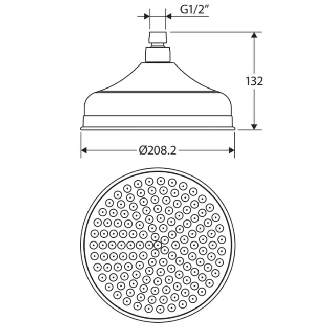 Fienza Lillian 208mm Round Rain Chrome Shower Head ,