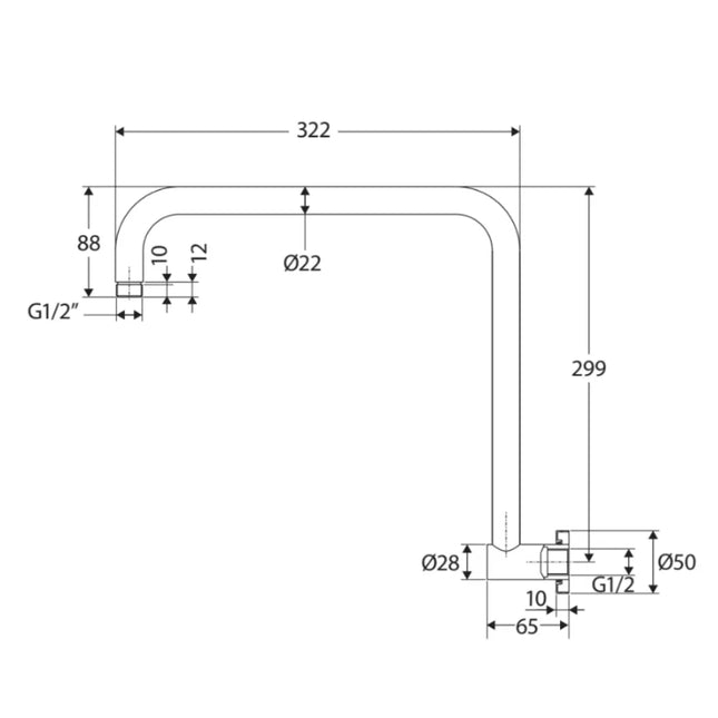 Fienza Round Fixed Chrome Gooseneck Shower Arm ,