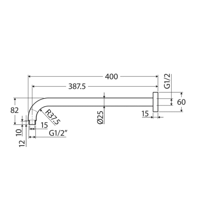 Fienza Kaya 400mm Gold Shower Arm ,