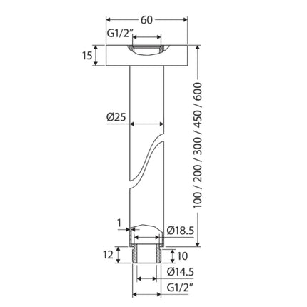 Fienza Round Gold 300mm Ceiling Dropper ,