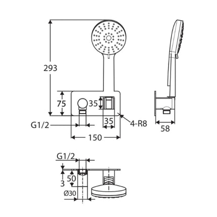 Fienza Empire Chrome Hand Shower, Soft Square Plate ,