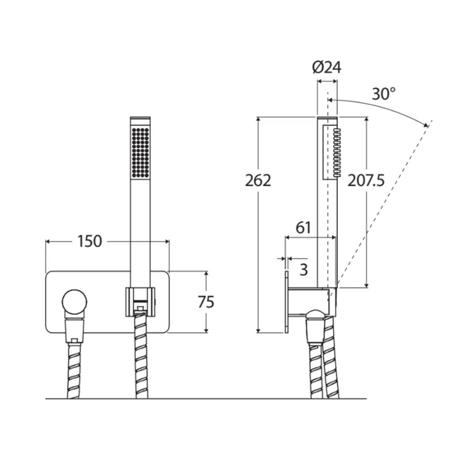 Fienza Hustle Matt Black Hand Shower, Soft Square Plate ,