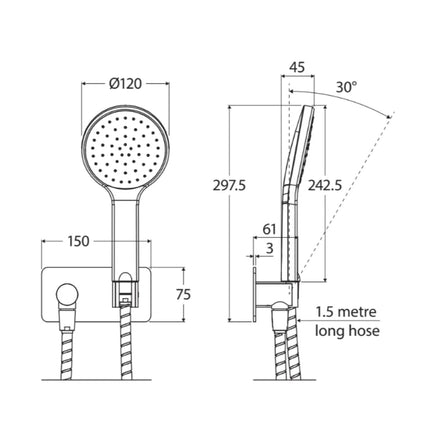 Fienza Kaya Brushed Nickel Hand Shower, Soft Square Plate ,