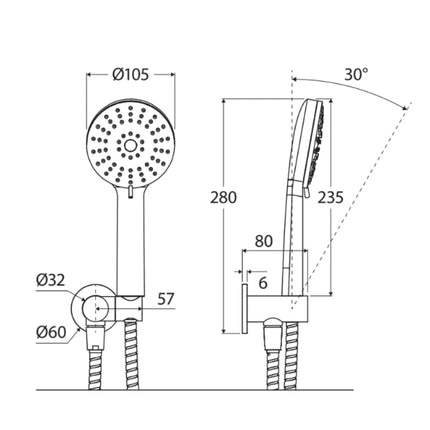 Fienza Empire Chrome Hand Shower, Round Plate ,