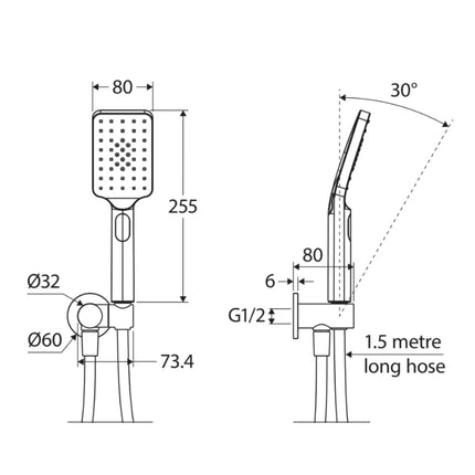 Fienza Tono Hand Shower Round Plate Gun Metal Grey ,