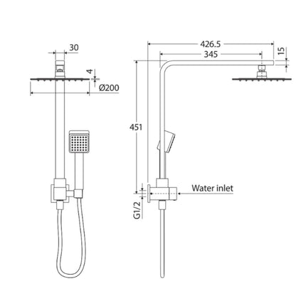 Fienza Modena Chrome Twin Half Rail Shower ,