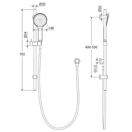 Fienza Hustle Matte Black Rail Shower ,