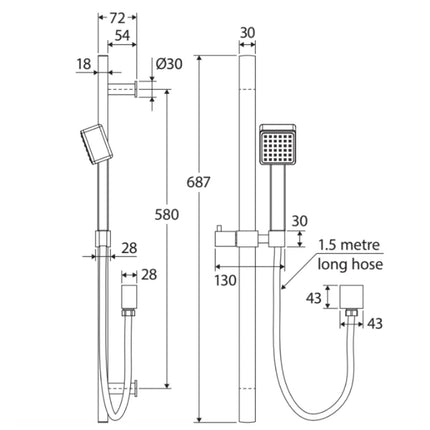 Fienza Modena Chrome Rail Shower ,