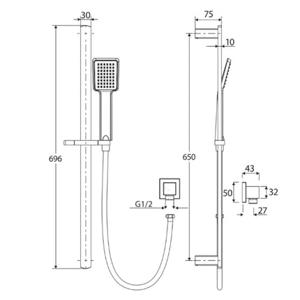 Fienza Koko Matte Black Rail Shower ,