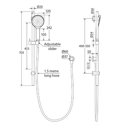 Fienza Kaya Chrome Rail Shower ,