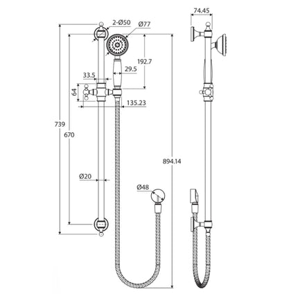 Fienza Lillian Gold Rail Shower ,