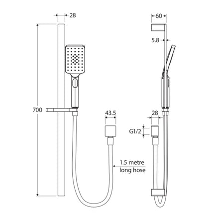 Fienza Tono Rail Shower Brushed Nickel ,