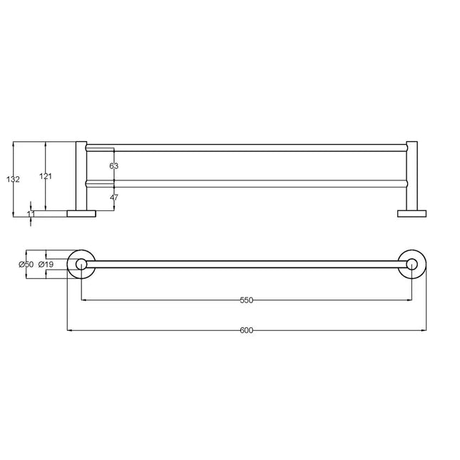 Otus Slimline Double Towel Rail Stainless Steel, 2 Sizes