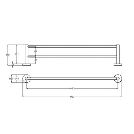 Otus Slimline Double Towel Rail Stainless Steel, 2 Sizes