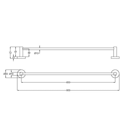 Otus Slimline Single Towel Rail Matt Black, 2 Sizes