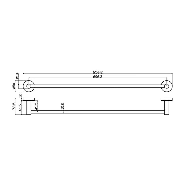 Otus Slimline Single Towel Rail Brushed Gold, 2 Sizes