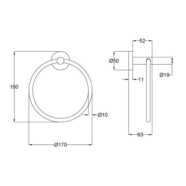 Otus Slimline Towel Ring Gun Metal Grey