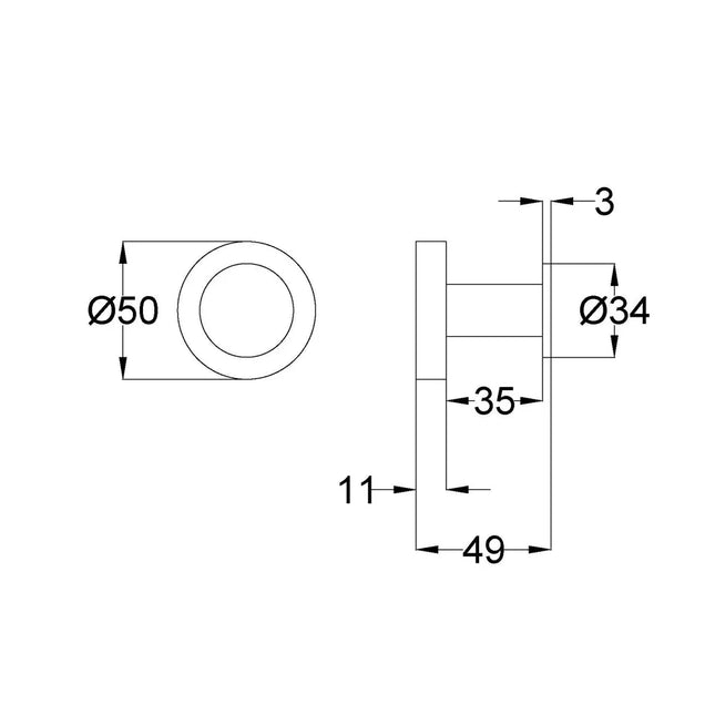 Otus Slimline Robe Hook Chrome