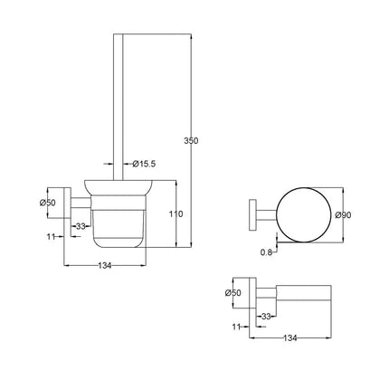 Otus Slimline Toilet Brush and Holder Stainless Steel