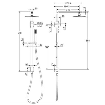 Fienza Jet Chrome Twin Rail Shower ,