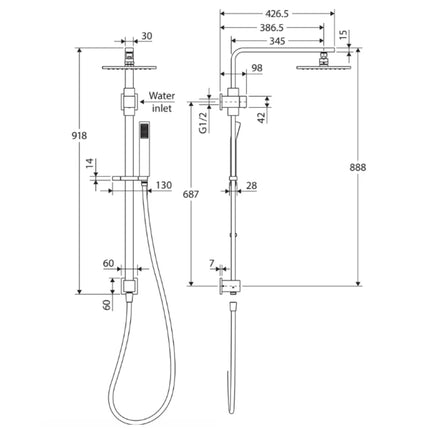 Fienza Jet Matte Black Twin Rail Shower ,