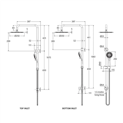 Fienza Stella Chrome Multifunction Twin Rail Shower ,