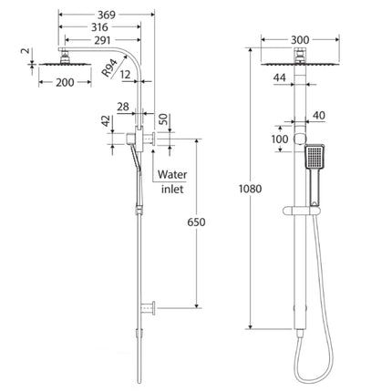 Fienza Koko Chrome Twin Rail Shower ,