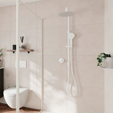 Fienza Kaya Matte White Twin Rail Shower ,