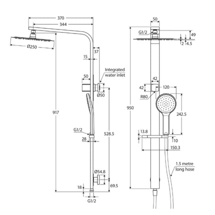 Fienza Kaya Chrome Deluxe Twin Shower ,
