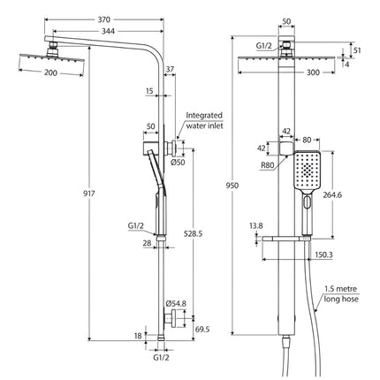 Fienza Tono Deluxe Twin Shower Brushed Nickel