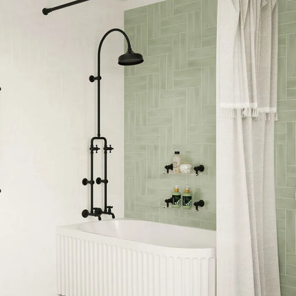 Fienza Lillian Exposed Rail Shower & Bath Set Matte Black ,