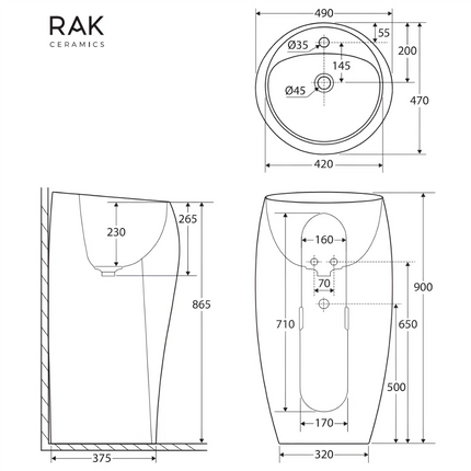 Fienza RAK Cloud Freestanding Basin Matte White