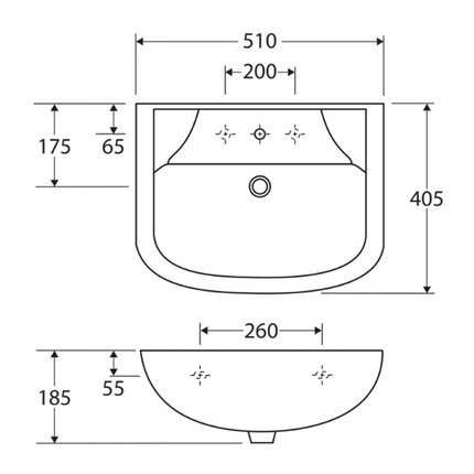Fienza Rak Lara Gloss White Wall Basin ,