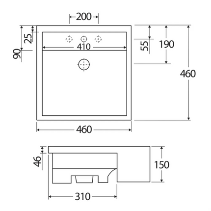 Fienza Rak Nova Gloss White Semi Recessed Basin ,